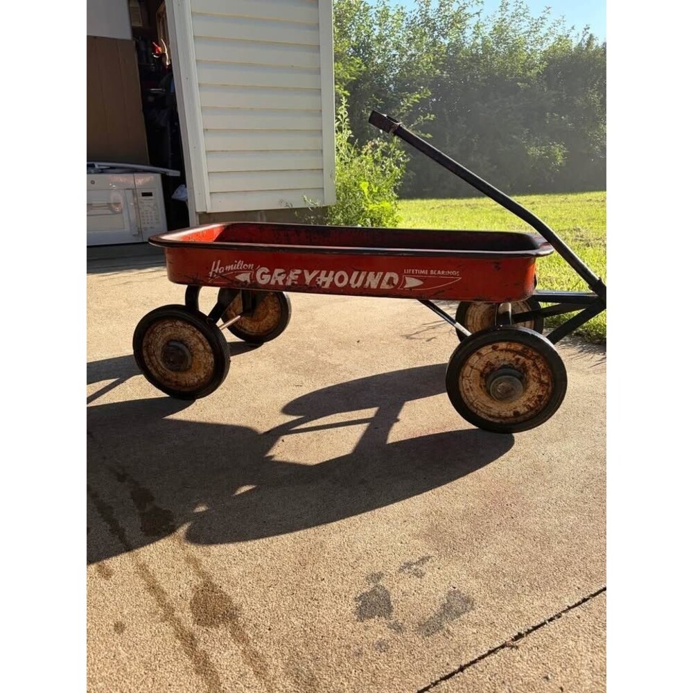 Vintage Grey Hound Red Wagon with original white lettering